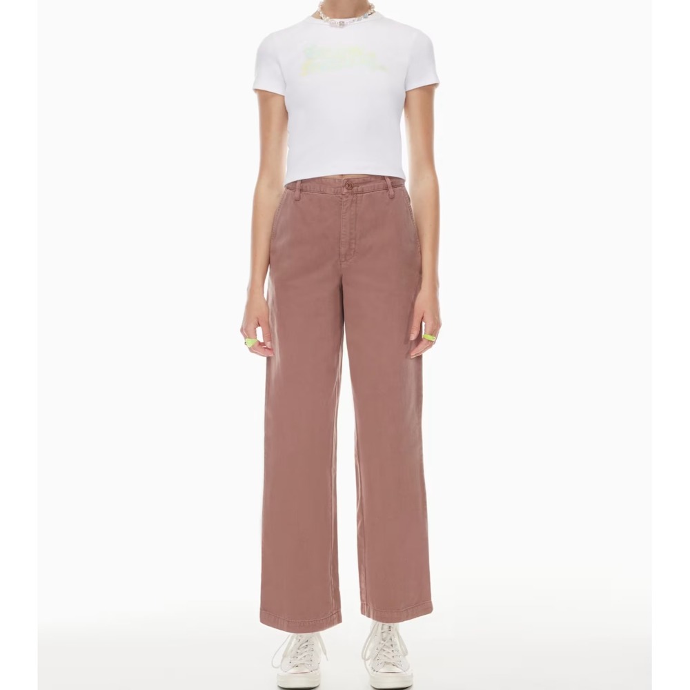 Aritzia Sunday Best Pants Womens Jaden Organic Cotton High Waisted Chinos - Sz 8